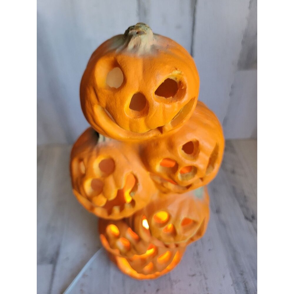 Gemmy pumpkin stack Halloween light up home decor prop Styrofoam - Picture 3 of 10